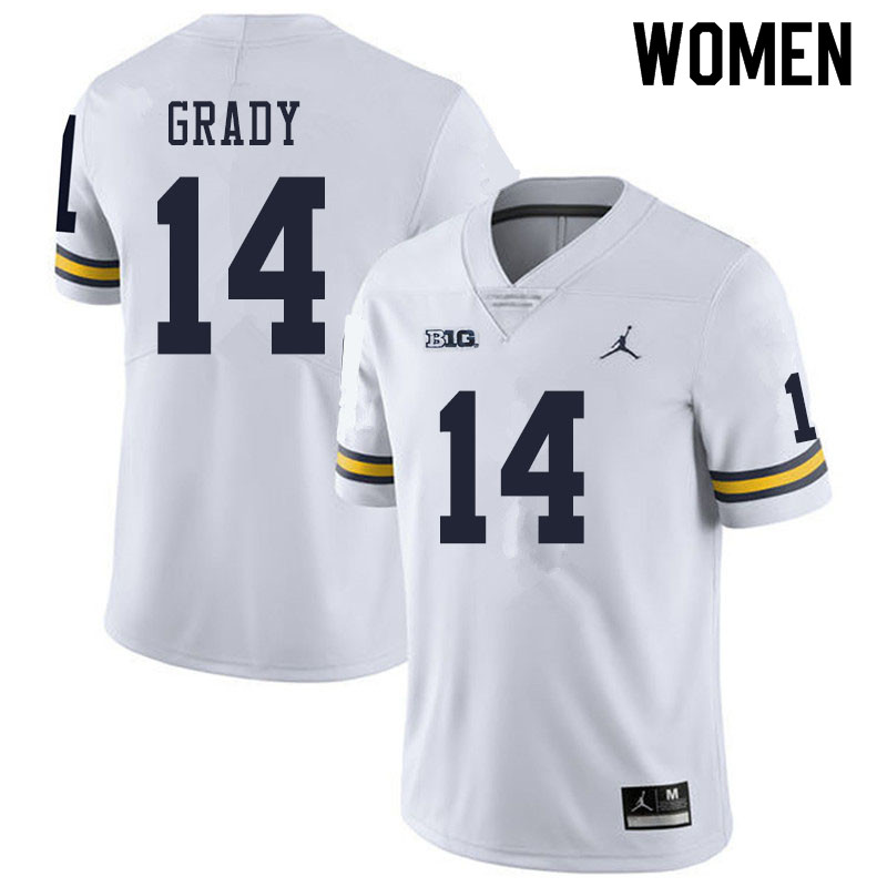 Women #14 Kyle Grady Michigan Wolverines College Football Jerseys Sale-White
